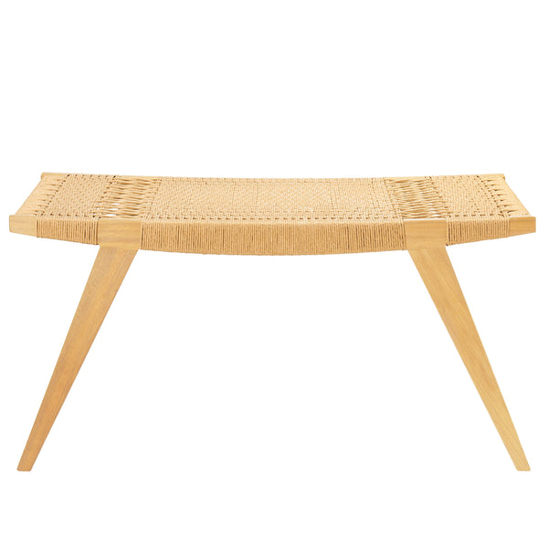 Photo of a natural oak and natural Danish Cord pi2 stool on a white background.