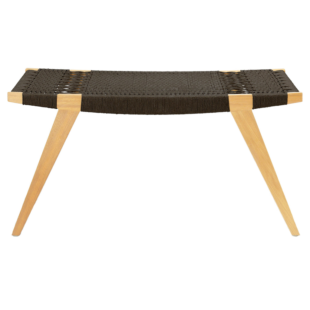Photo of a natural oak and black Danish Cord pi2 stool on a white background.