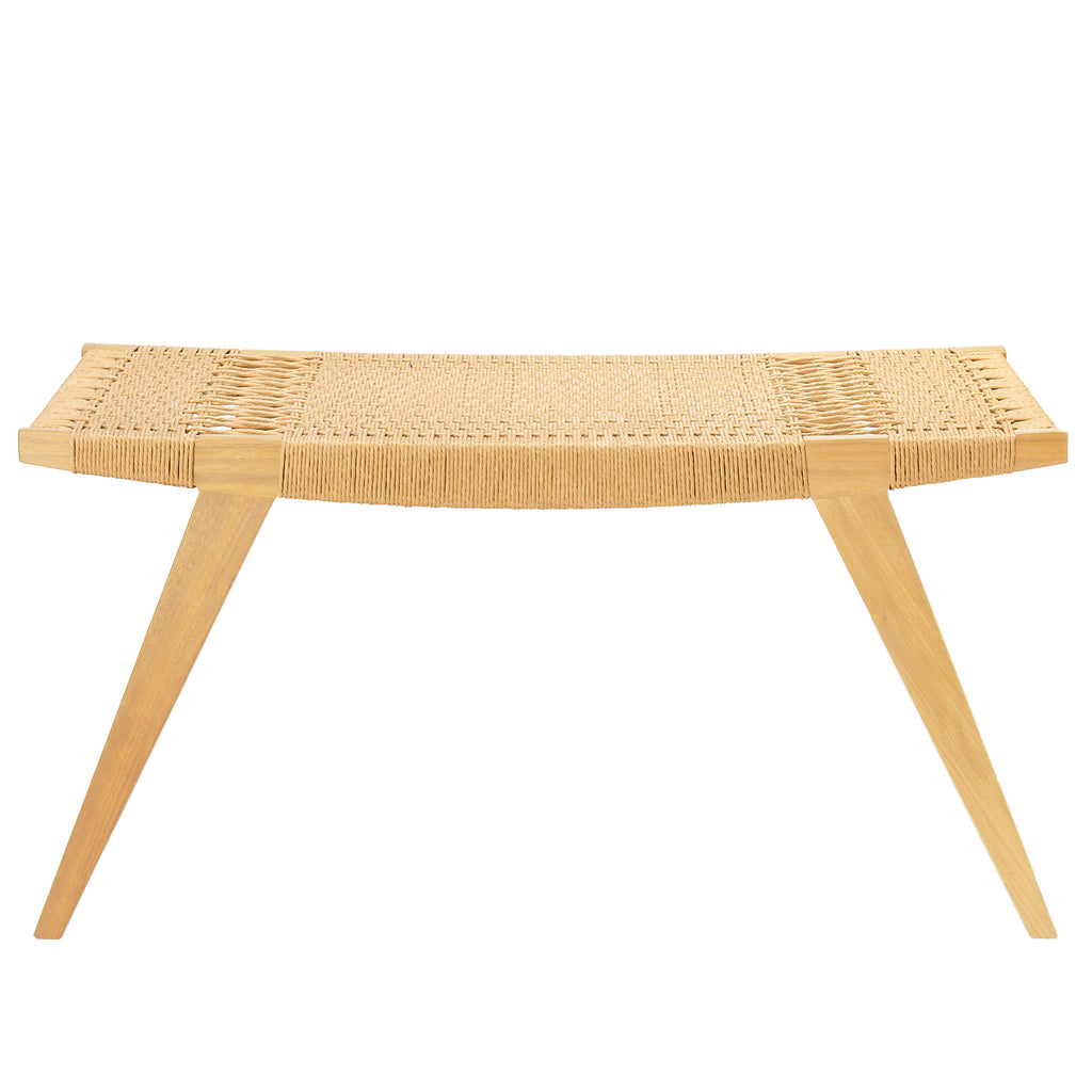 Photo of a natural oak and natural Danish Cord pi2 stool on a white background.