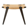 Photo of an ebonised oak and natural Danish Cord pi stool on a white background.